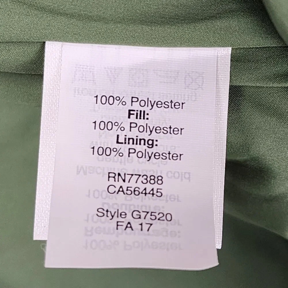 J Crew Size‎ Small Factory Quilted Puffer Vest Green Full Zip G7520 Snap Pockets